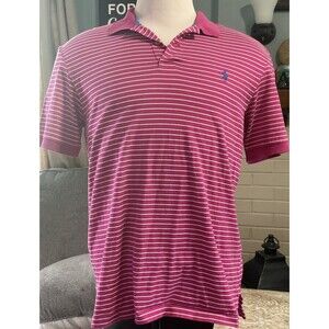 Mens Polo Golf Ralph Lauren Pro Fit Pink Stripes Cotton Casual Shirt Size Large